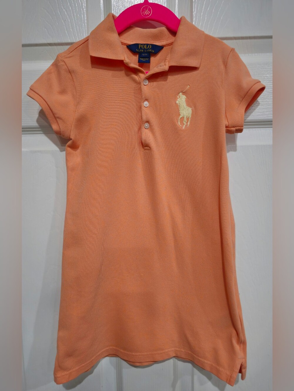 Polo by Ralph Lauren Peach Short-Sleeve Polo Dress with Yellow Embroidered Pony